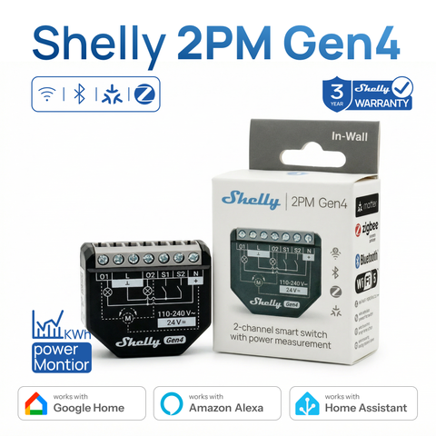 Shelly 2PM Gen4 двухканальное реле с энергомониторингом