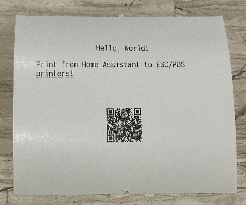 ESC/POS Thermal Printer - Home Assistant печатает чеки, списки и QR-коды на недорогом термопринтере